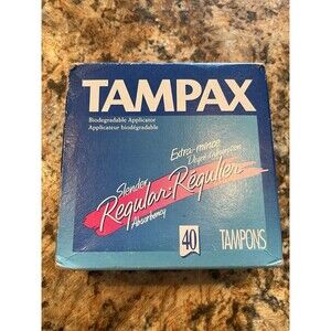 Vintage 1998 Tampax Tampons REGULAR Slender New Sealed Box